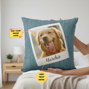 Almohada personalizada de madera rústica con foto 