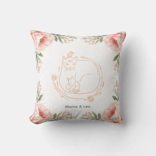 Almohada personalizada de Mama Gato y Gatito con e