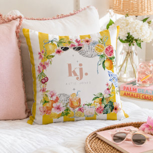 Almohada personalizada de monograma de cítricos de