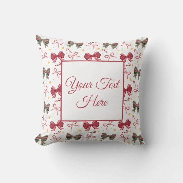 Almohada personalizada de Navidad con lazos adorab (Anverso)