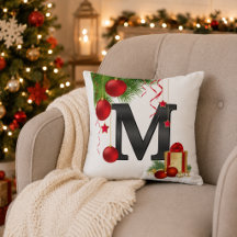 Almohada personalizada de Navidad con monograma pa