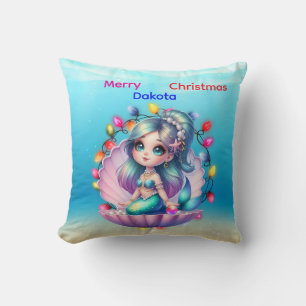 Almohada personalizada de Navidad Feliz Sirena