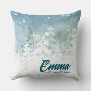 Almohada personalizada de Navidad - Invierno Azul 