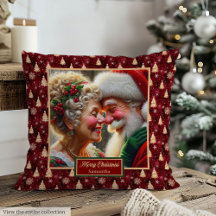 Almohada personalizada de Navidad Sr. y Sra. Claus