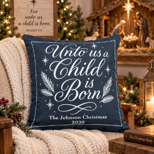 Almohada Personalizada De Navidad Un Niño Ha Nacid