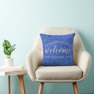 Almohada Personalizada de Navy Moderno y Plata