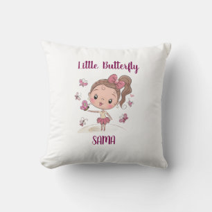Almohada Personalizada de Niña Mariposa Linda - Cu