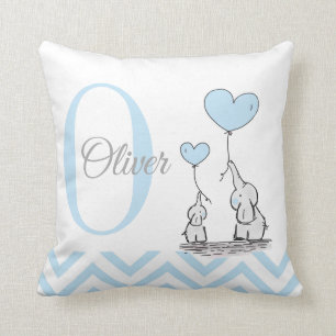 Almohada Personalizada de Niño Elefante Azul Paste