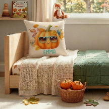 Almohada personalizada de niños de calabaza otoñal