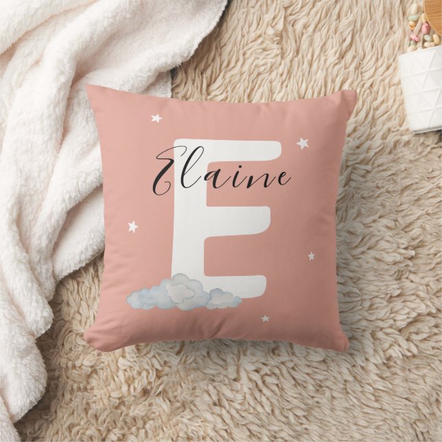 Almohada Personalizada de Nombre de Bebé Rosa Rubo (Manta)