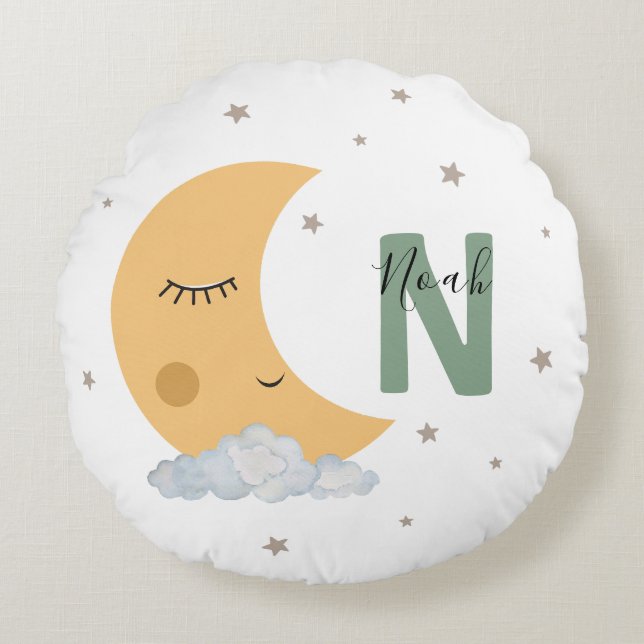 Almohada personalizada de nursery verde salvia con (Anverso)