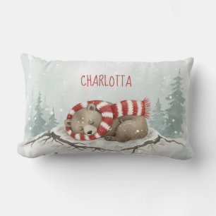 Almohada personalizada de oso de invierno