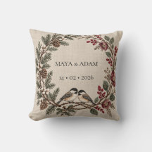 Almohada personalizada de pareja botánica de invie
