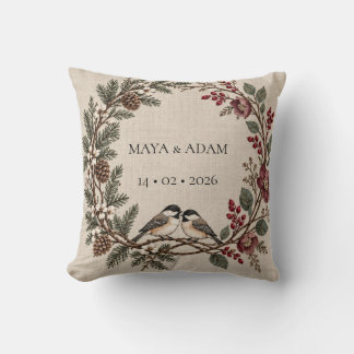 Almohada personalizada de pareja botánica de invie
