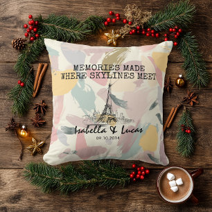 Almohada personalizada de pareja con paisaje urban