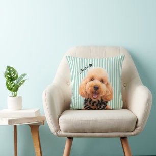 Almohada personalizada de perro con rayas para mam