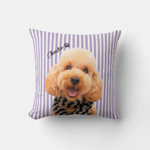 Almohada personalizada de perro con rayas para mam