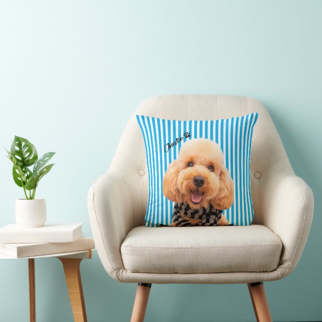 Almohada personalizada de perro con rayas para mam (Silla)