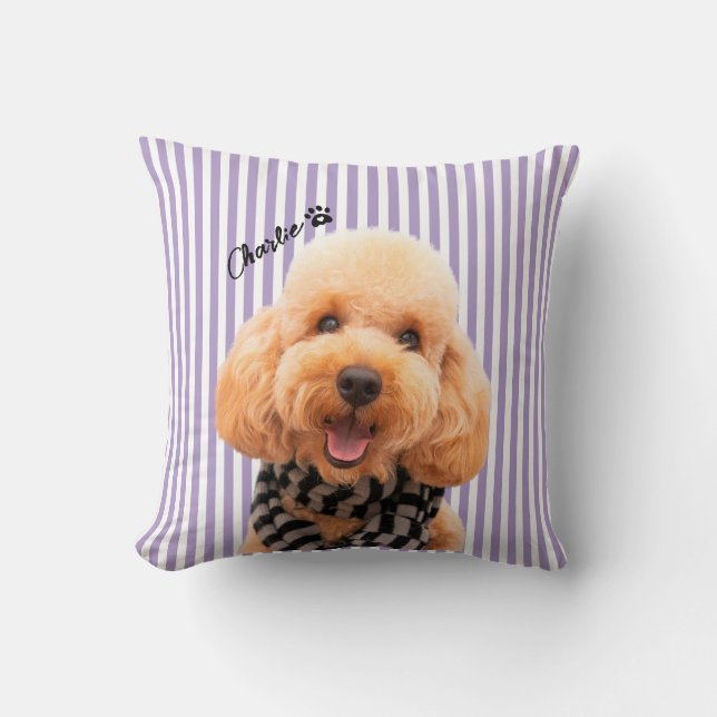 Almohada personalizada de perro con rayas para mam (Anverso)