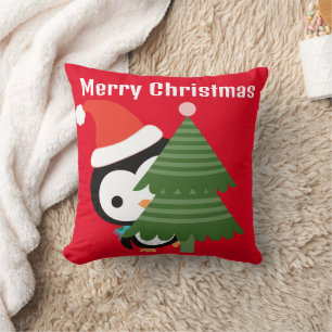 Almohada Personalizada De Pingüino De Navidad Para