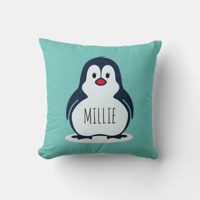Almohada personalizada de pingüino esponjoso (Anverso)