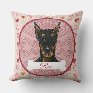 Almohada personalizada de San Valentín para Doberm