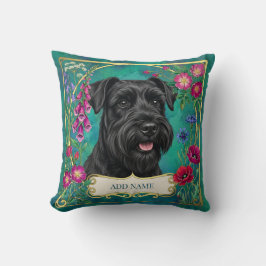 Almohada personalizada de schnauzer negro teal