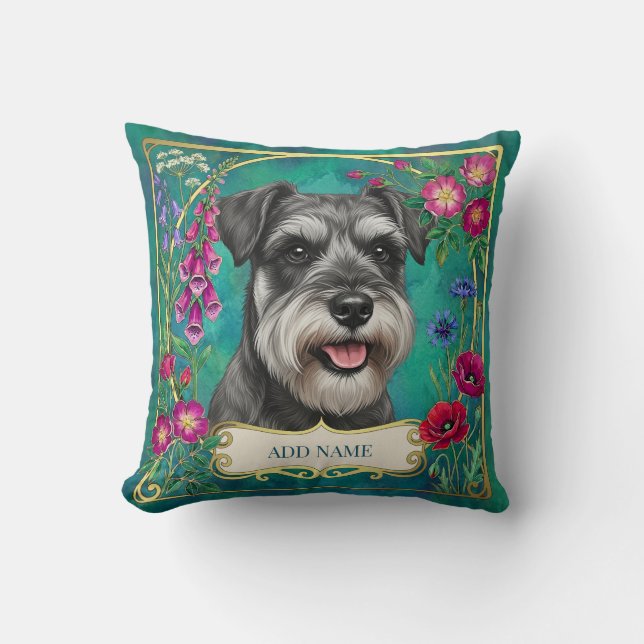 Almohada personalizada de schnauzer sal y pimienta (Anverso)