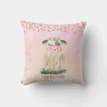 Almohada personalizada de ternera rosa dorado ador
