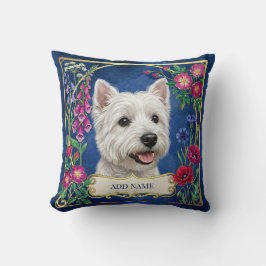 Almohada personalizada de West Highland Dog azul f