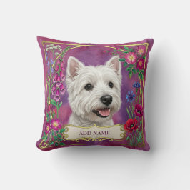 Almohada personalizada de West Highland Dog con fl