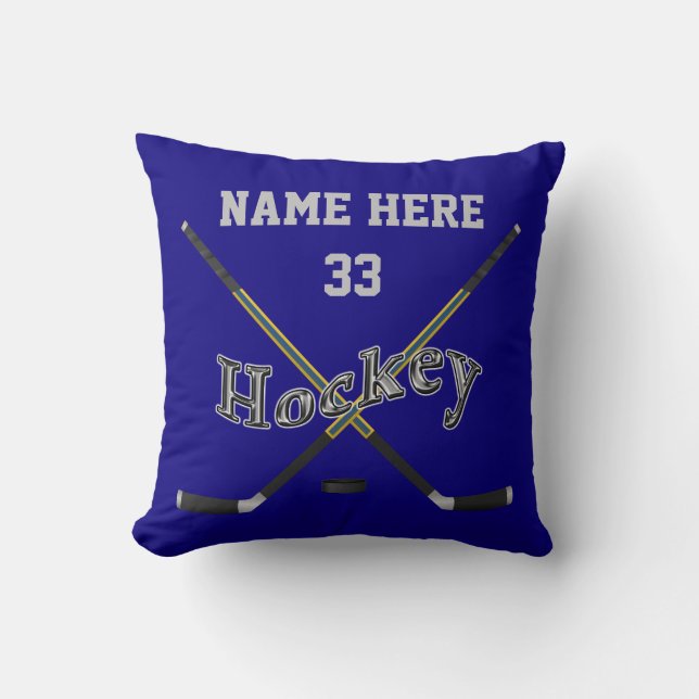 Almohada personalizada del hockey, su TEXTO y (Anverso)