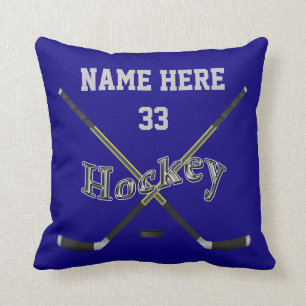 Almohada personalizada del hockey, su TEXTO y