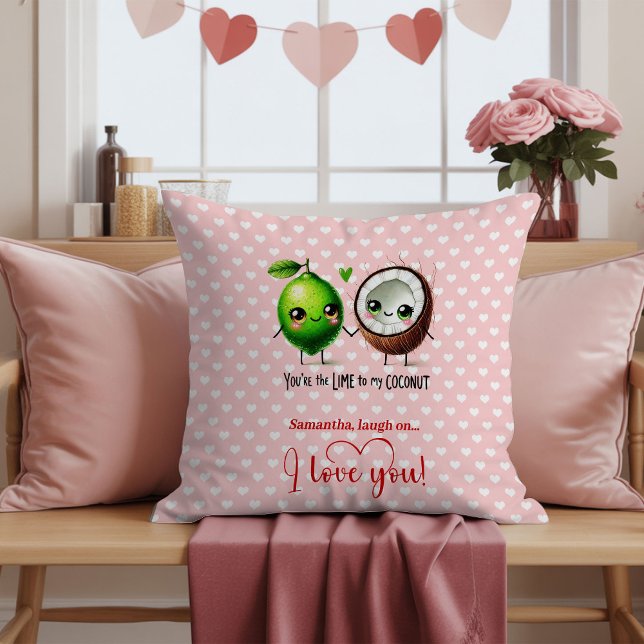 Almohada personalizada divertida de frutas con fra (Personalized Cute Fruit Pun Funny Valentine Pillow

)