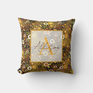 Almohada personalizada floral de otoño dorado