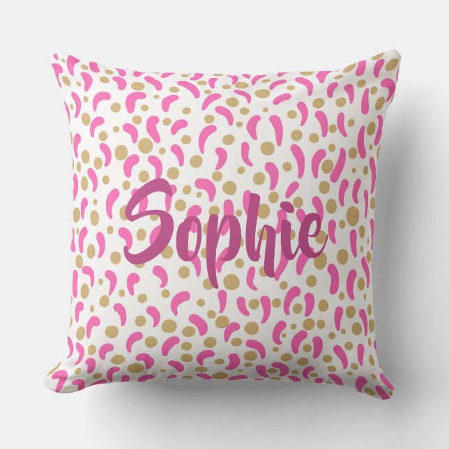 Almohada personalizada Glam Femenina de Oro Rosa (Anverso)
