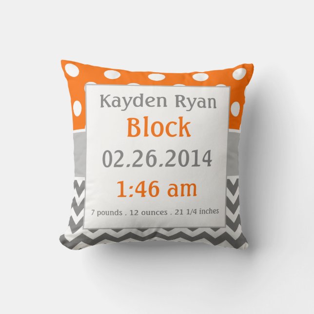 Almohada personalizada gris anaranjado de la (Anverso)