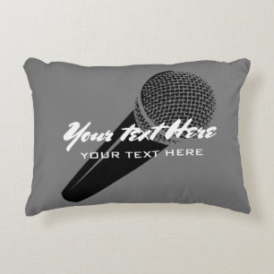 Almohada personalizada gris de acento de micrófono