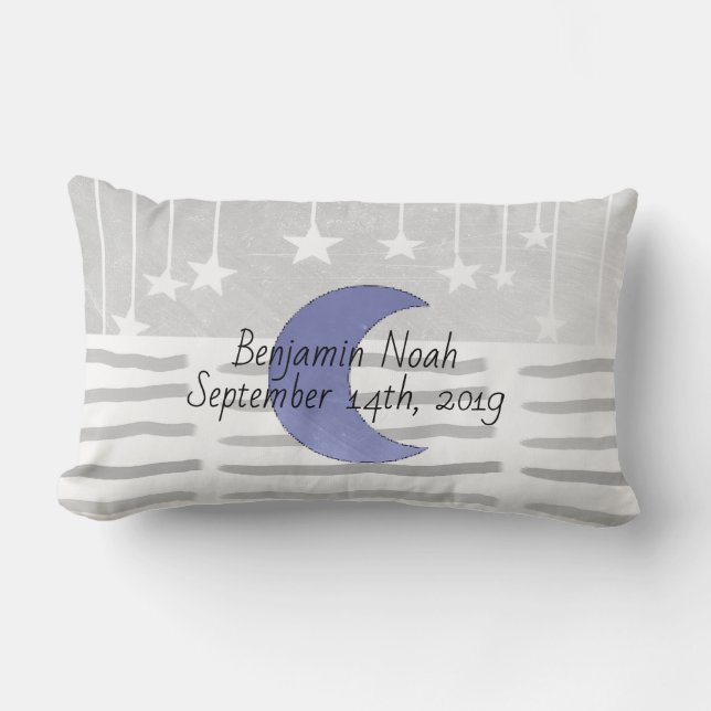 Almohada personalizada gris y azul de la luna y la (Anverso)