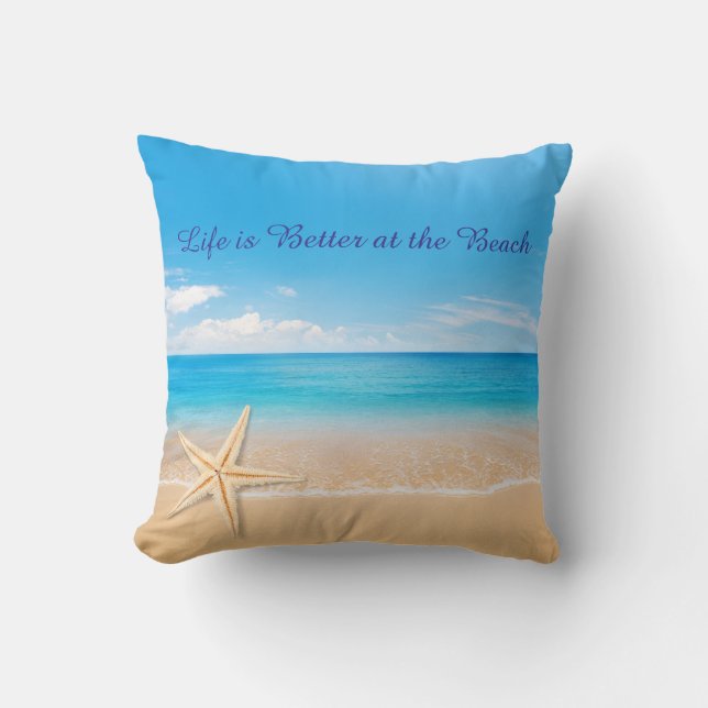 Almohada personalizada 'La vida es mejor en la pla (Anverso)