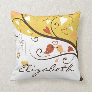 Almohada personalizada Lovebirds del otoño