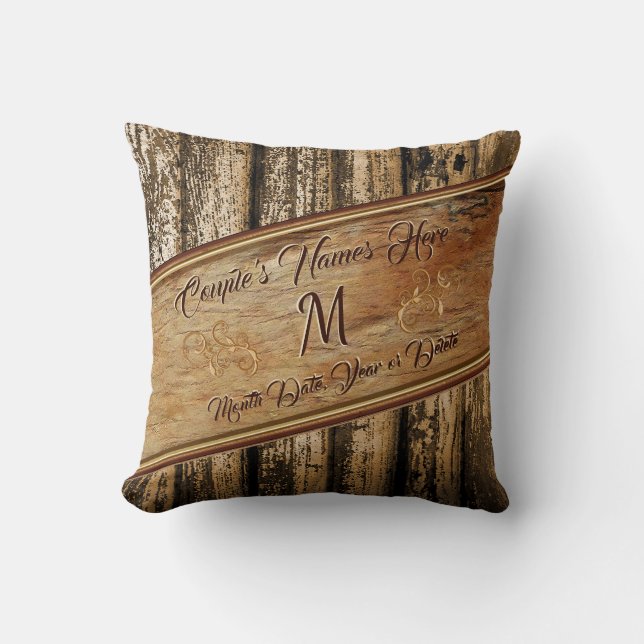 Almohada personalizada madera rústica de los (Anverso)