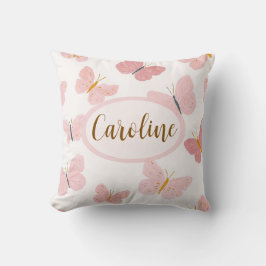 Almohada Personalizada Mariposa Rosa Con Nombre