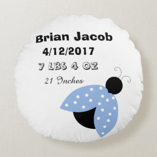 Almohada Personalizada Niño Bebé Mariquita Azul