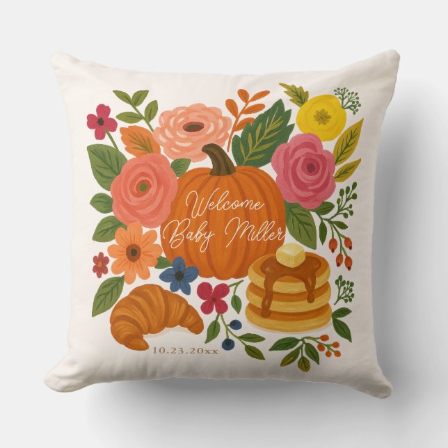 Almohada personalizada para baby shower - Bebé Cal (Anverso)