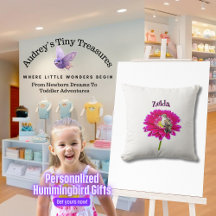Almohada personalizada para bebé con colibrí