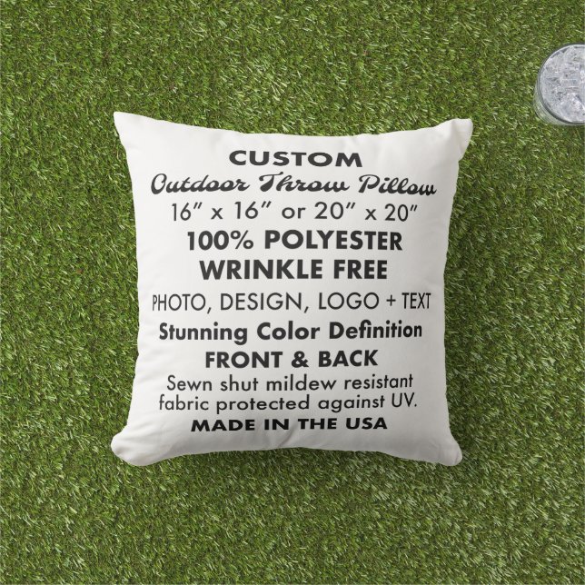 Almohada personalizada para exterior - 16" cuadrad (Césped)