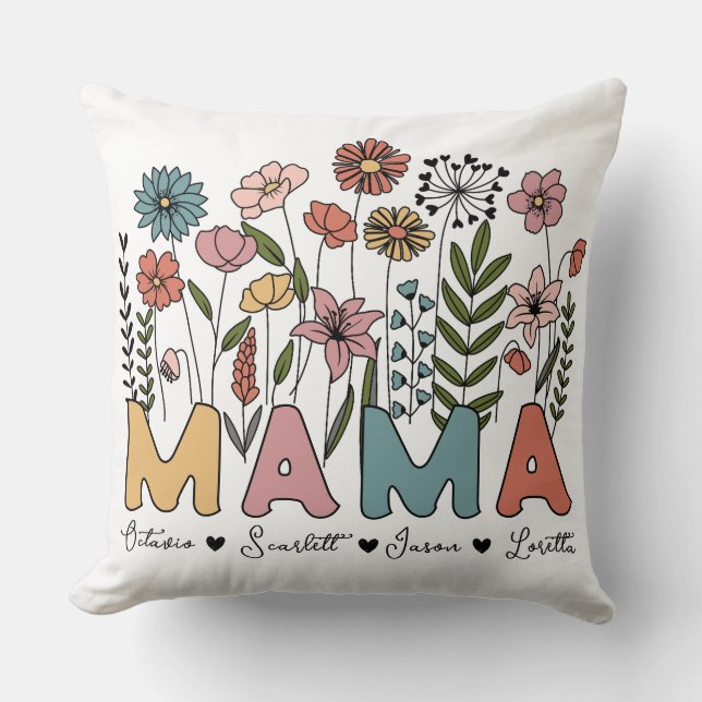 Almohada personalizada para Mama con los nombres d (Anverso)
