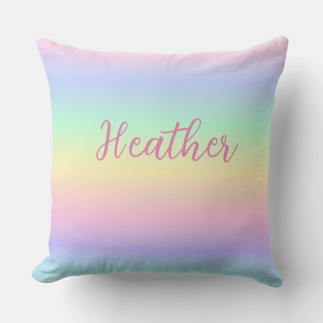 Almohada personalizada para niña con arcoíris past (Anverso)