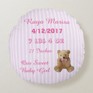Almohada personalizada rayada rosada de la niña